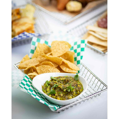 Artisanat de table | Panier de service rectangulaire en fil métallique, acier inoxydable