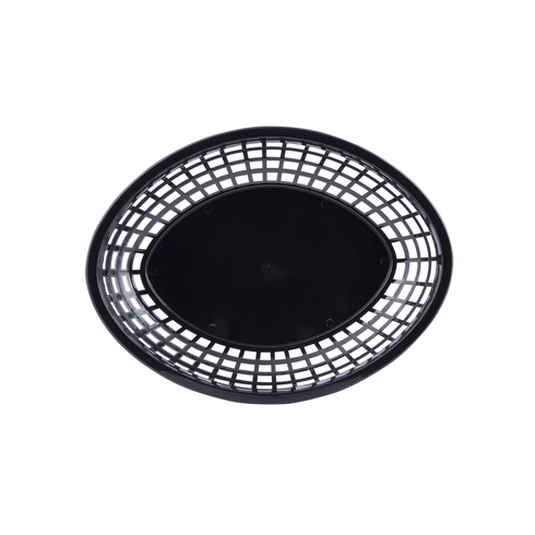 Artisanat de table | Panier ovale géant, 11 3/4" x 9" x 1 3/4", Plastique noir