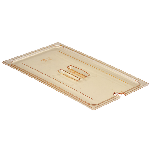 Cambro High Heat Food Pan Cover, Notched w/Handle Amber