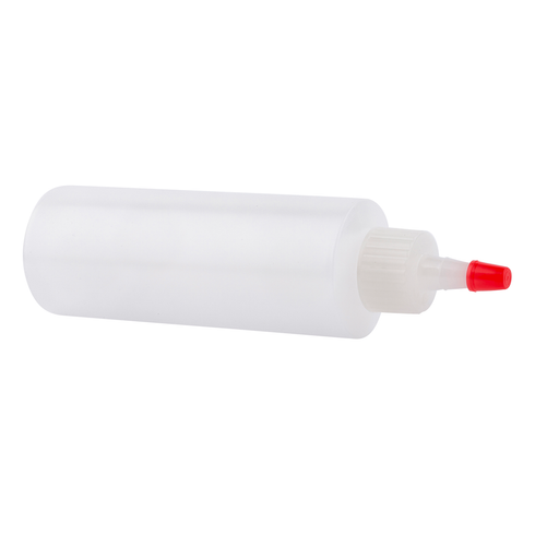 Artisanat de table | Bouteille compressible, 4 oz, transparente avec bouchon rouge