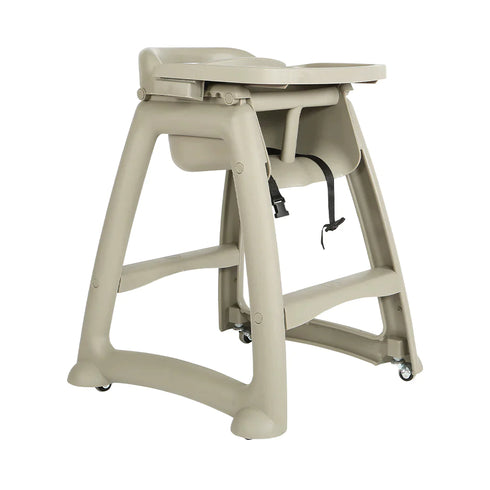 Globe High Chair with Wheels and Tray, Beige, Plastic