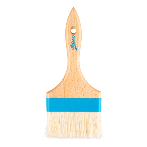 Ateco | Pinceau plat à pâtisserie, poils de sanglier naturels blancs, manche en bois