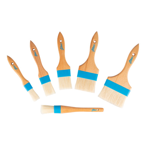 Ateco | Pinceau plat à pâtisserie, poils de sanglier naturels blancs, manche en bois