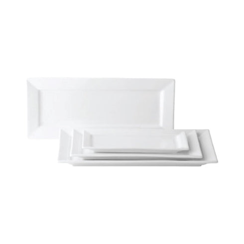 Anton Black Rectangular Plate, 15" x 8.25", White (6-pack)