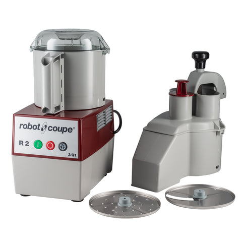 Robot Coupe | Robot culinaire combiné de précision R2N, bol en plastique gris de 3 pintes, bras poussoir, 1 HP, 120V