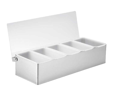 Artisanat de table | Porte-condiments, 5 compartiments, acier inoxydable avec couvercle transparent