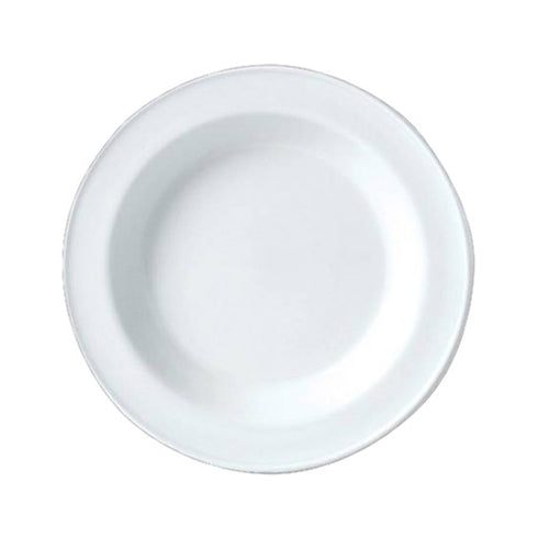 Acierite | Assiette creuse à rebord Simplicity, 8,5 po, blanc (paquet de 24)