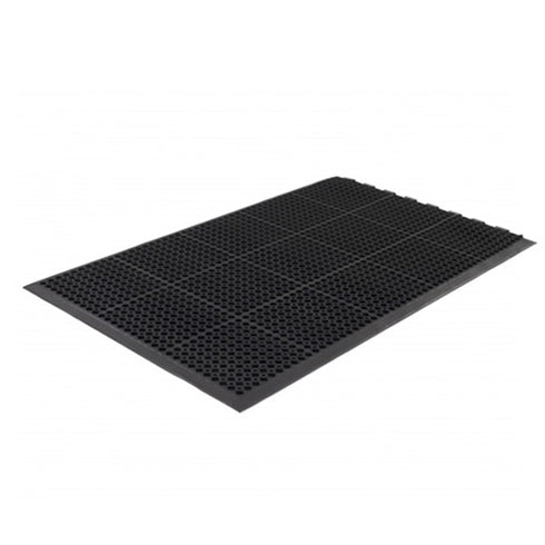 Bois de bordure | Tapis antidérapant antifatigue léger série Competitor, 3" x 5", Caoutchouc noir