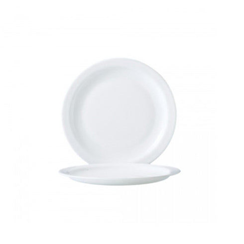 Arcoroc | Assiette à déjeuner Restaurant à bord étroit blanc, 9,25 po (paquet de 24)