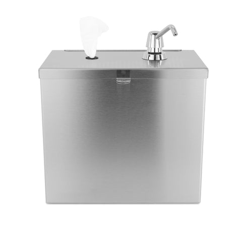 Quest Sani-Station Wipe and Sanitizer Holder, Stainless Steel, FINAL SALE