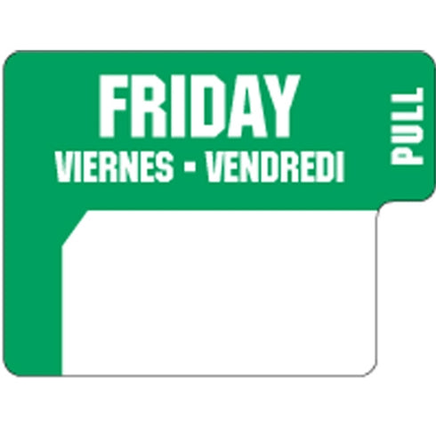 Ecolab DuraLabel Day Label, 1" x 3/4", English/French/Spanish (1000-pack)