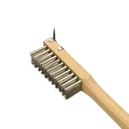 Brosses Felton | Brosse pour barbecue à grand manche avec grattoir, 20", Bois/Acier inoxydable