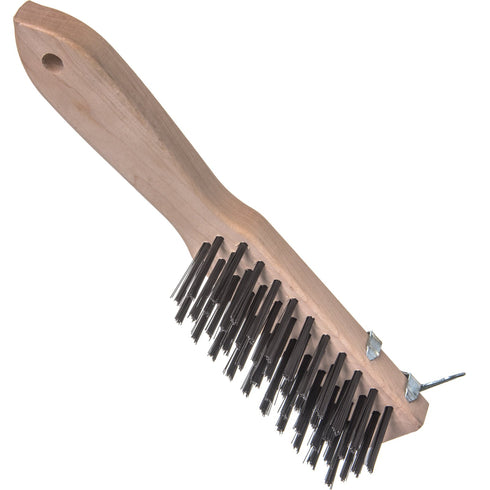 Carlisle 13.75" Heavy-Duty Wood Handle Scraper w/ Tempered Steel Bristles