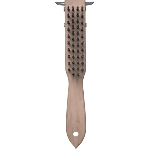 Carlisle 13.75" Heavy-Duty Wood Handle Scraper w/ Tempered Steel Bristles