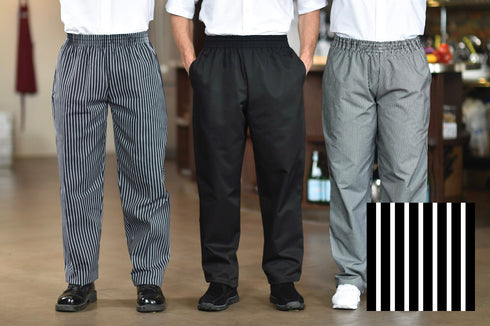 Premium Uniforms Baggy Chef Pants, Woven Gangster Stripe, Large