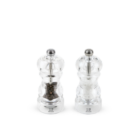 Peugeot Nancy Salt & Pepper Mill Set, 5", Clear Acrylic, FINAL SALE