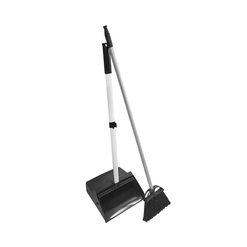 Globe Heavy Duty Lobby Dustpan and Broom Combo, Black
