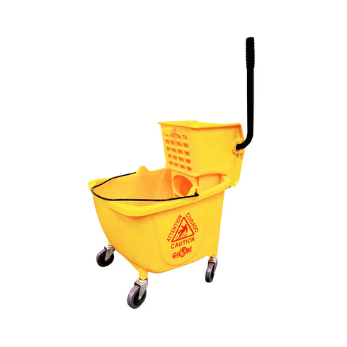 Globe Mop Bucket and Side Press Wringer, 35 qt, Yellow