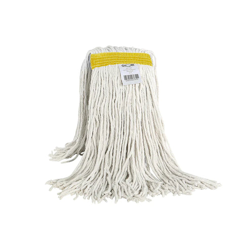 Globe Cot-Pro Narrow Band Wet Cut End Mop, 24 oz, Cotton, Yellow/White