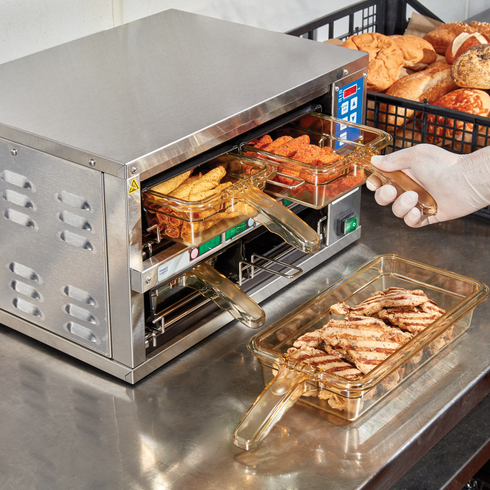 Cambro | Bac gastronome de taille 1/3 à haute température avec 1 poignée, ambre