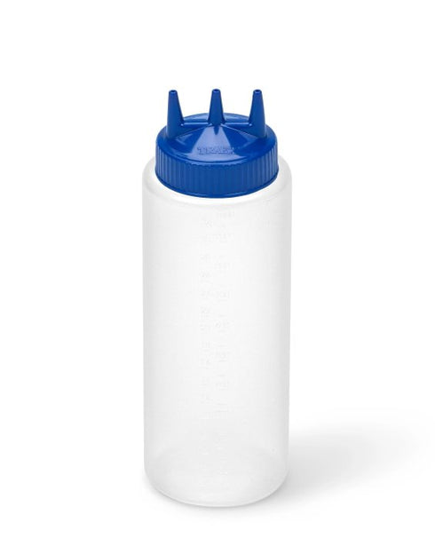 Vollrath | Traex Tri Tip Bouteille à pression souple à large goulot, 32 oz, transparent/bleu