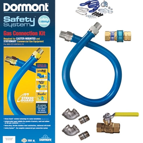 Dormont Blue Hose Gas Connector Kit w Swivel MAX, 3/4"