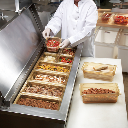 Cambro | Bac gastronome de taille 1/3 à haute température, ambre