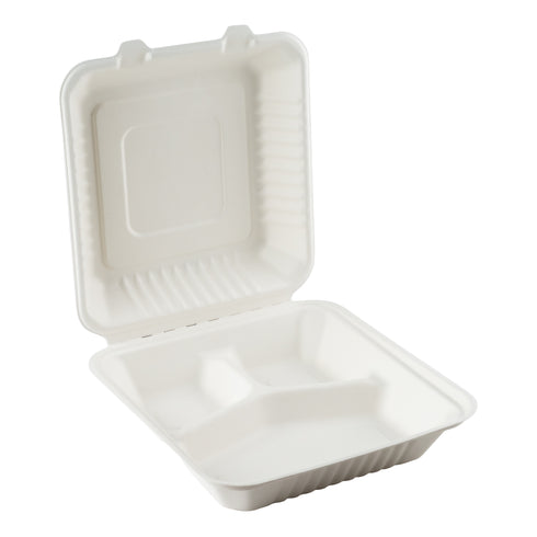 Eco Gardien | Coque compostable à 3 compartiments, canne à sucre (paquet de 200)
