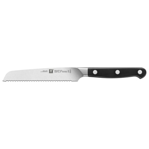 Zwilling Pro Utility Knife, Serrated, 5", Black