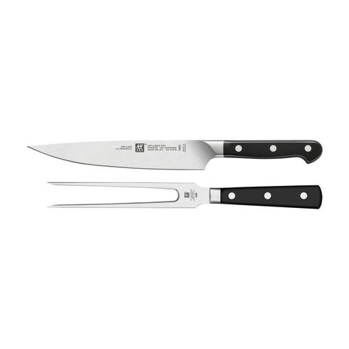 Zwilling Pro 2 Piece Slicing Knife and Carving Fork Set, Black