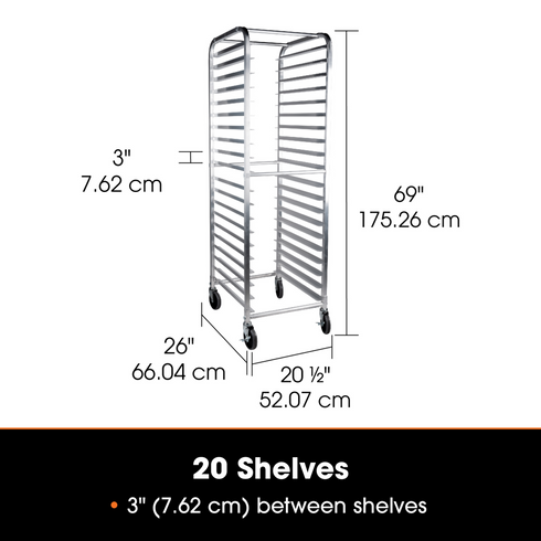 Articles de signature | Chariot à angles pour plaque à pâtisserie, 20 étagères, aluminium