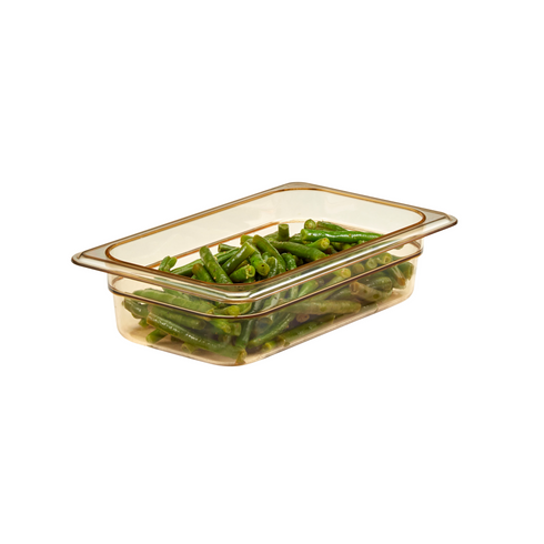Cambro | Bac gastronome de taille 1/4 à haute température, ambre