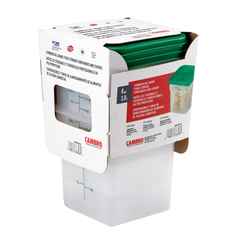 Cambro | Ensemble de récipients CamSquare et couvercle pour aliments, translucide
