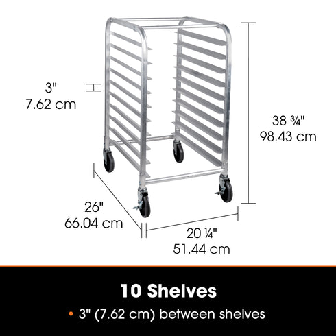 SignatureWares 10 Shelf Bun Pan Rack, Half Height, Aluminum