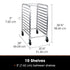 SignatureWares 10 Shelf Bun Pan Rack, Half Height, Aluminum
