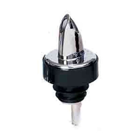 Spill-Stop Plastic Pourer, 370 Series, Chrome with Black Collar