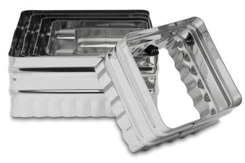 Ateco | Ensemble de 6 emporte-pièces carrés double face, en acier inoxydable