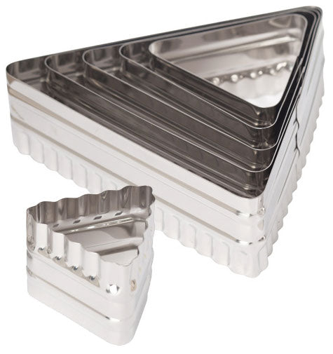 Ateco | Ensemble de 6 emporte-pièces triangulaires double face, en acier inoxydable