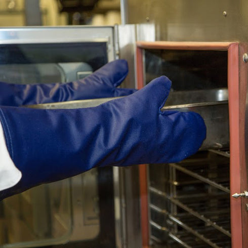 Tucker Safety Burnguard Conventional Oven Mitt, 18", QuicKlean/Blue