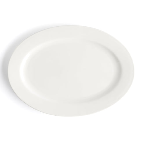 Browne Foundation Oval Wide Rim Plate, 11.75" x 8.5", White (12-pack)