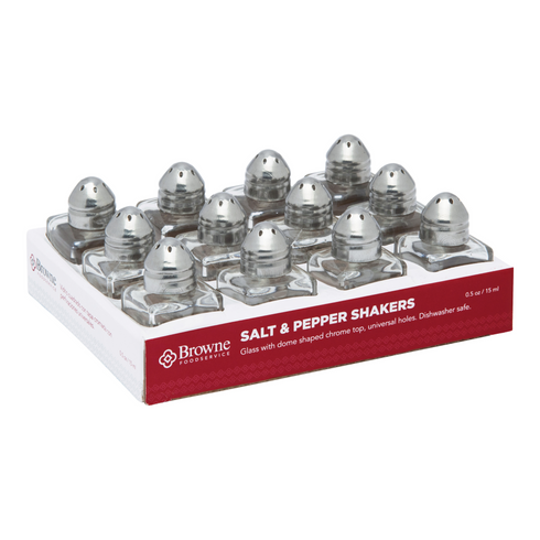 Browne Square Salt & Pepper Shaker, 0.5 oz , Glass (12-pack)