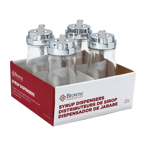 Browne Syrup Dispenser, 14 oz, Glass (4-pack)