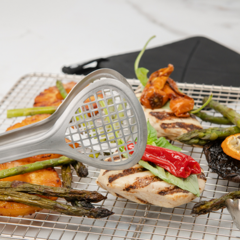 Browne Wide Grill/Fry Tong, 12", Stainless Steel, FINAL SALE