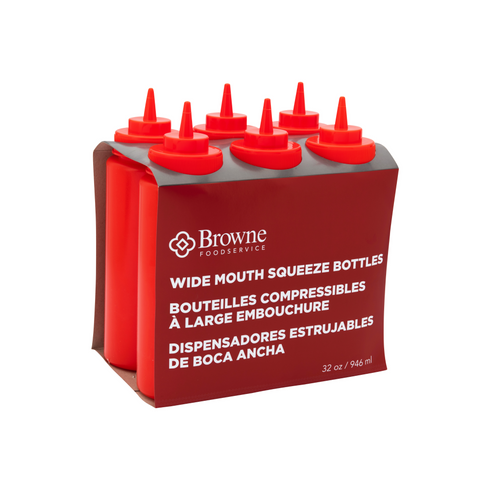 Browne Wide Mouth Squeeze Bottle, 32 oz (6-pack)