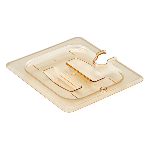 Cambro High Heat Food Pan Cover, Notched w/Handle Amber