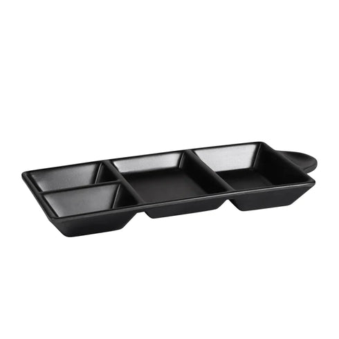 Elite Global Solutions Divided Dish, 4 Compartments, 8.75" x 4 3/8", Melamine, Black, FINAL SALE