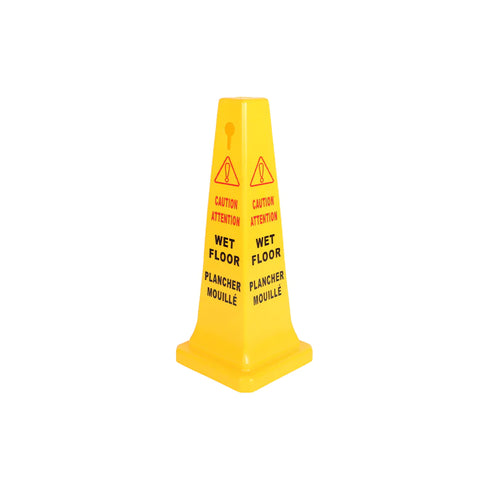 Globe Safety Cone, Bilingual, Yellow