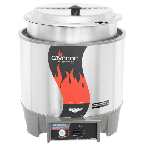 Vollrath Cayenne Round Heat 'N Serve Rethermalizer w/ Insert and Hinged Lid, 120V