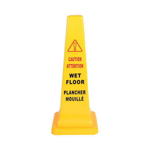 Globe Safety Cone, Bilingual, Yellow