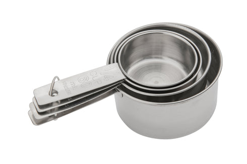 Browne 4 Piece Measuring Cup Set, Solid Handle, Stainless Steel